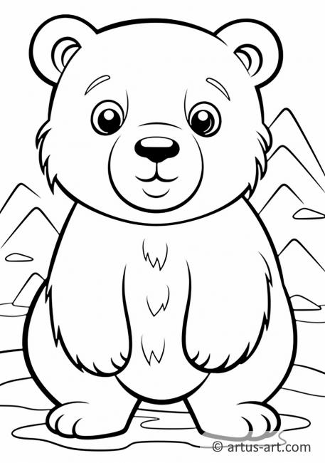 Pagină de colorat cu urs polar pentru copii